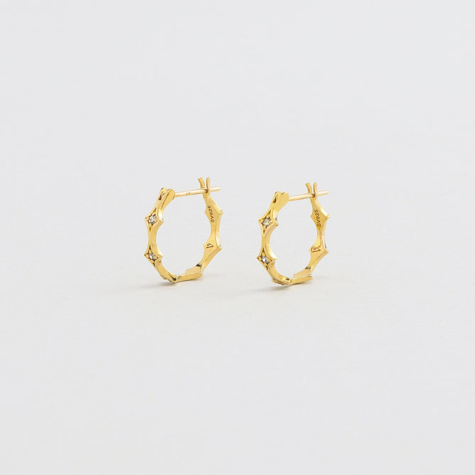 Clarus ブラウンダイヤモンド ミニフープピアス