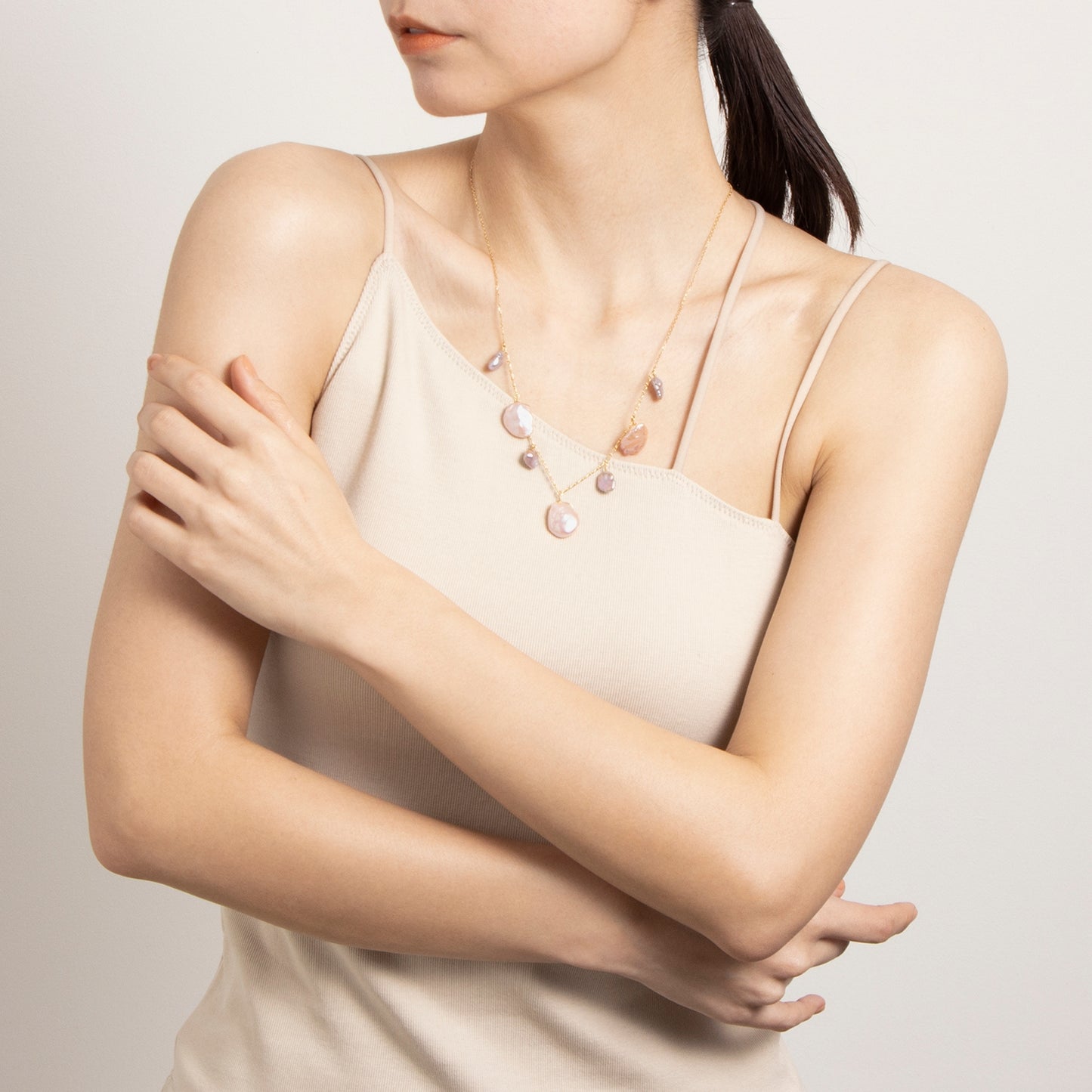 Rose ペタルパール スライドネックレス